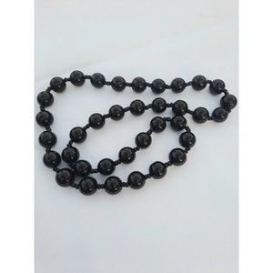Vintage Big Chunky Blackstone beaded necklace. No clasp over the head, 28 inches